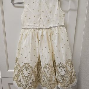 Girls cream and gold formal dress